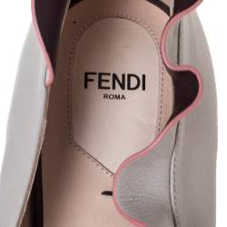 Pre Owned Fendi Beige Leather Ruffle Ballet Flats Size 40