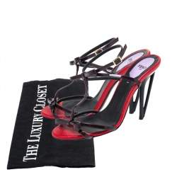 Pre Owned Fendi Dark Purple Patent Leather Iridia Bow Slingback Sandals Size 37.5