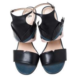 Fendi Multicolor Leather and Lizard Monster Bugs Ankle Strap Sandals Size 39
