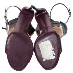 Fendi Multicolor Leather and Lizard Monster Bugs Ankle Strap Sandals Size 39