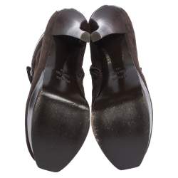 Pre Owned Fendi Brown Suede and Leather Fendista Platform Ankle Boots Size 39