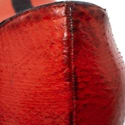 Pre Owned Fendi Orange Python Leather Diamond Heel Pumps Size 38.5