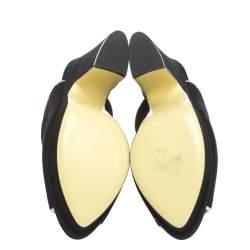 Pre Owned Fendi Black Suede Leather Wave Platform Mules Sandals Size 39