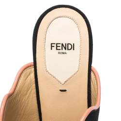 Pre Owned Fendi Black Suede Leather Wave Platform Mules Sandals Size 39