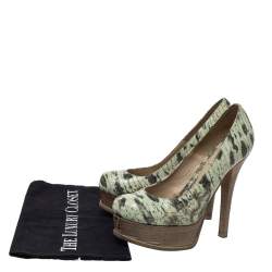 Pre Owned Fendi Multicolor Lizard Embossed Leather Fendista Platform Pumps Size 37