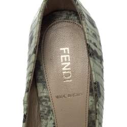 Pre Owned Fendi Multicolor Lizard Embossed Leather Fendista Platform Pumps Size 37