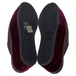 Pre Owned Fendi Burgundy Leather Platform Slingback Mules Sandals Size 38