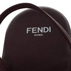 Pre Owned Fendi Burgundy Leather Platform Slingback Mules Sandals Size 38