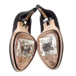 Pre Owned Fendi Black Satin Bridge Heel Platform Pumps Size 38