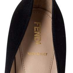 Pre Owned Fendi Black Satin Bridge Heel Platform Pumps Size 38