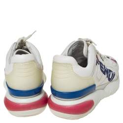 Pre Owned Fendi White Leather And Rubber Fendi-Fila Mania Logo Low Top Sneakers Size 38