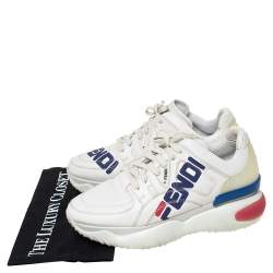 Pre Owned Fendi White Leather And Rubber Fendi-Fila Mania Logo Low Top Sneakers Size 38