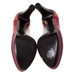 Pre Owned Fendi Tricolor Leather Platform Pumps Size 38.5