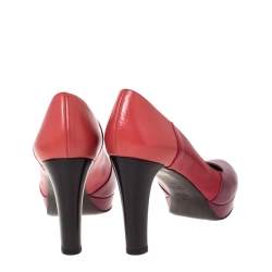 Pre Owned Fendi Tricolor Leather Platform Pumps Size 38.5