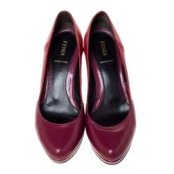 Pre Owned Fendi Tricolor Leather Platform Pumps Size 38.5