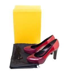 Pre Owned Fendi Tricolor Leather Platform Pumps Size 38.5
