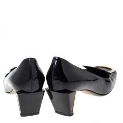 Pre Owned Fendi Black Patent Leather Square Toe Pumps Size 39.5