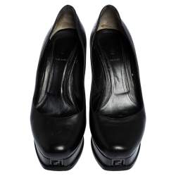 Pre Owned Fendi Black Leather Fendista Platform Pumps Size 41