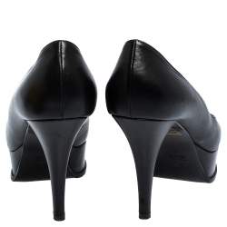 Pre Owned Fendi Black Leather Fendista Platform Pumps Size 41