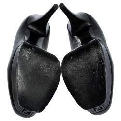 Pre Owned Fendi Black Leather Fendista Platform Pumps Size 41