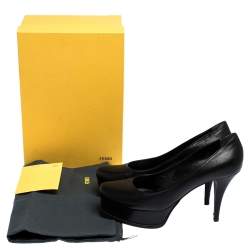 Pre Owned Fendi Black Leather Fendista Platform Pumps Size 41