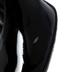 Pre Owned Fendi Black Patent Leather FF Heels Peep Toe Platform Pumps Size 40