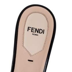 Pre Owned Fendi Brown Zucca Velvet Slip On Slides Size 36.5