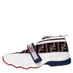 Pre Owned Fendi Multicolor Zucca Knit Fabric Rockoko Sneakers Size 38