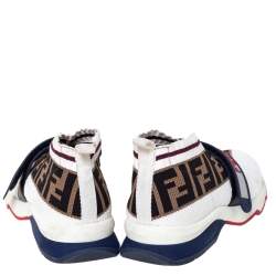 Pre Owned Fendi Multicolor Zucca Knit Fabric Rockoko Sneakers Size 38
