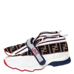 Pre Owned Fendi Multicolor Zucca Knit Fabric Rockoko Sneakers Size 38
