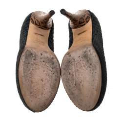 Pre Owned Fendi Dark Grey Python Superstar Platform Pumps Size 36