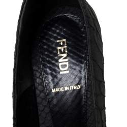 Pre Owned Fendi Dark Grey Python Superstar Platform Pumps Size 36
