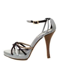 Pre Owned Fendi Multicolor Leather Strappy Platform Ankle Strap Sandals Size 36