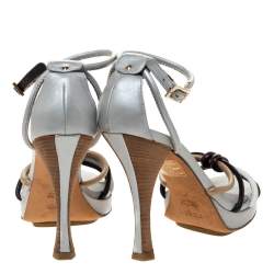 Pre Owned Fendi Multicolor Leather Strappy Platform Ankle Strap Sandals Size 36