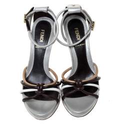 Pre Owned Fendi Multicolor Leather Strappy Platform Ankle Strap Sandals Size 36