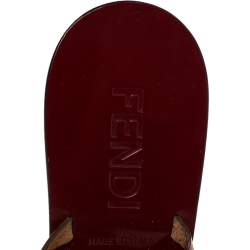 Pre Owned صندل فندى فتحة كعب فيونكة قصة هول جلد متعدد الألوان مقاس 37