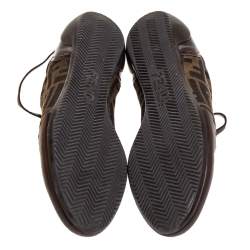 Pre Owned Fendi Brown Zucca Canvas And Leather Low Top Sneakers Size 39