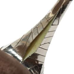 Pre Owned Fendi Gold Patch Patent Leather Slingback Pumps Size 37