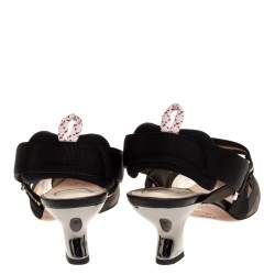 Pre Owned Fendi Black/Brown Zucca Mesh Colibri Slingback Pumps Size 38.5