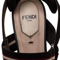 Pre Owned Fendi Black/Brown Zucca Mesh Colibri Slingback Pumps Size 38.5