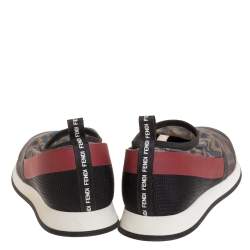 Pre Owned Fendi Black/Brown Mesh Colibri Slip on Sneakers Size 39.5