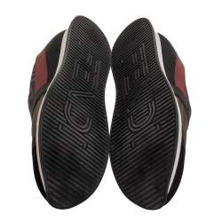 Pre Owned Fendi Black/Brown Mesh Colibri Slip on Sneakers Size 39.5