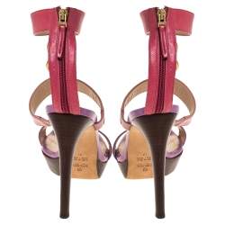 Fendi Tricolor Leather Chain Link Embellished Platform Sandals Size 37