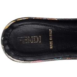 Pre Owned Fendi Multicolor Coated Canvas Flat Slide Sandals Size 36