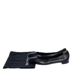 Pre Owned Fendi Black Leather Ballet Flats Size 40