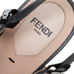 Pre Owned Fendi Grey Leather T-Strap Cut-out Platform Sandals Size 40