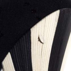 Pre Owned Fendi Black Knit Fabric Rockoko Runway Openwork Ankle Boots Size 38