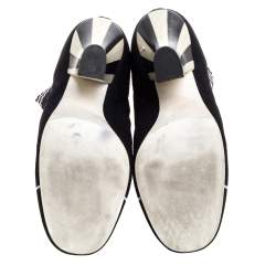 Pre Owned Fendi Black Knit Fabric Rockoko Runway Openwork Ankle Boots Size 38