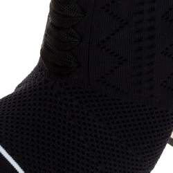 Pre Owned Fendi Black Knit Fabric Rockoko Runway Openwork Ankle Boots Size 38