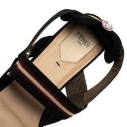 Fendi Black/Brown Zucca Mesh Colibri Slingback Flat Sandals Size 40